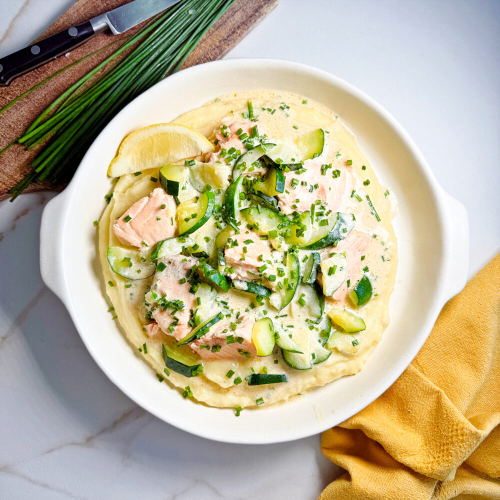 plat saumon ciboulette purée